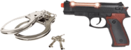 Polizeipistole mit Handschellen