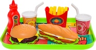 Fast Food set potravín a nápojov 6ks s podnosom 26x19cm
