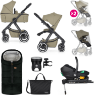 PETITE&amp;MARS Kombinált babakocsi ICON 2in1 Mossy Green XXL AIR + Core Pro i-Size Black Grey