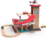 2Kids Toys Drevená garáž s vláčikodráhou