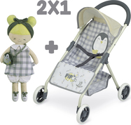 DeCuevas 90547 Športový kočík pre bábiky a plyšová bábika PIPO 2022 - 55 cm