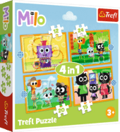 Trefl Puzzle 4v1 Milo, zoznámte sa s Milom a jeho priateľmi