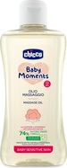 CHICCO Olej masážny s bavlnou a vitamínom E Baby Moments Sensitive 74 % prírodných zložiek