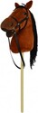 Cheval en peluche sur bâton 70cm à piles avec son marron foncé