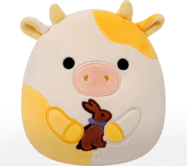 SQUISHMALLOWS Žltá kravička s čoko zajačikom - Bodie