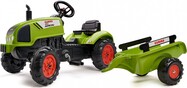 Falk Šliapací traktor 2041C Claas Arion s vlečkou a otváracou kapotou