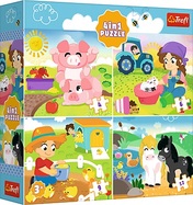 Trefl Puzzle 4v1 – Zvieratá na dedine