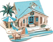 Woodcraft 3D-Puzzle-Villa aus Holz auf Bali