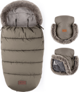PETITE&amp;MARS Set zimný fusak Comfy 4v1 + rukavice na kočík Furry Mocha Mousse