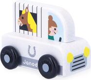 Janod Cross roads Drevené auto na tlačenie Auto s prívesom biele