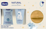 CHICCO Set darčekový kozmetický Natural Sensition + silikónová hubka na umývanie medvedík