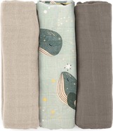 PETITE&amp;MARS Set aus Bambus-Musselin-Windeln 3 Stück Moussy Whale Song 68 x 68 cm