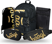 BAAGL SET 5 Skate Gold: Rucksack, Federmäppchen, Beutel, Gürteltasche, Laptop-Hülle