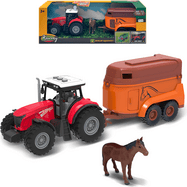 FARM SERVICE - Traktor s přívěsem na koně a koněm se zvuky a světly