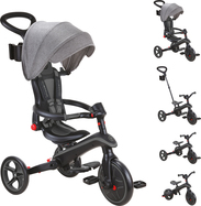 Globber tricicletă Explorer Trike Foldable 4in1 Black-Grey