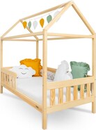 Detská posteľ domček so zábradlím a roštom New Baby CASTELLO 160x80 cm prírodná