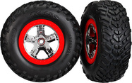 Traxxas koleso 2.2/3.0", disk SCT strieborný-červený, pneu SCT S1 (2)