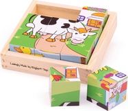 Bigjigs Toys Obrázkové kocky kubusy Zvieratká 9 kociek