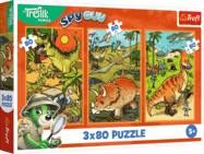 Trefl Puzzle 3x80 Treflíci vo svete dinosaurov