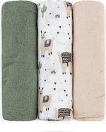 PETITE &amp; MARS Sada plienok bambusová mušelínová 3ks Moussy Llama Vibes 68 x 68 cm