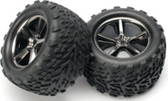 Traxxas koleso 3.8", disk Gemini čierny chróm H14, pneu Talon (2)