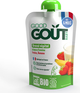 Príkrm ovocno-obilný BIO Ovsený dezert s jahodou a banánom 90g Good Gout