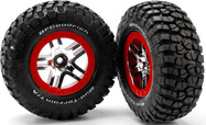 Traxxas roue 2.2/3.0", jante SCT Split-Spoke argent-rouge, pneu KM2 S1 (2) (2WD avant)