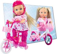 Bábika Evička na bicykli