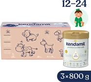 Kendamil Premium 3 HMO+, 2,4 kg (3× 800 g), kreatívne balenie s darčekom