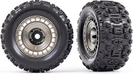 Traxxas koleso 3.8", pneu Sledgehammer, disk polomatný čierno chrómovaný s pokrievkou (2)