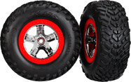 Traxxas roue 2.2/3.0", jante SCT argent-rouge, pneu SCT (2)