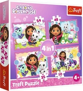 Trefl Puzzle 4v1 - Gabbyine dobrodružstvá / Universal Gabby´s Dollhouse