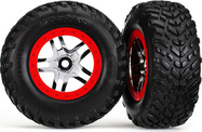Traxxas kolo 2.2/3.0", disk SCT Split-Spoke strieborný-červený, pneu SCT S1 (2)