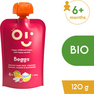 Beggs BIO Detská ryža s jogurtom, banánom, mangom a malinami (120 g)