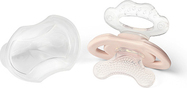 BABYONO Silikon-Beißring BPA-frei in Schnullerform mit Abdeckung beige 3m+