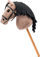 Hobby horse Lady Anne, iapă bej-maro cu gene pe băț, coamă din sfoară