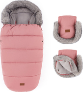 PETITE&amp;MARS Ensemble de chancelière d'hiver Comfy 4 en 1 + gants pour poussette Furry Old Rose