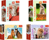 Trefl Mini puzzle 54 dielikov Kôň, králik, pes a mačka