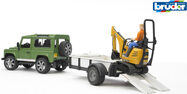 Bruder 02593 Land Rover s prívesom a JCB mikrobagrom