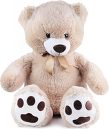 Grande orso di peluche Fido marrone chiaro con etichetta 100 cm