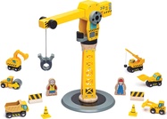 Bigjigs Schienenkran und Baumaschinen