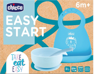 CHICCO Set Essgeschirr Silikon - blau, 6m+