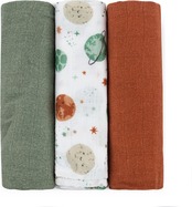 PETITE &amp; MARS Windelset aus Bambus-Musselin 3 Stück Moussy Celestial Planets 68 x 68 cm