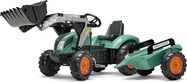 Falk šliapací traktor veľký SUPER LOADER 1054AM s nakladačom a prívesom - zelený