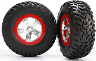 Traxxas roue 2.2/3.0", jante SCT satin-rouge, pneu SCT S1 (2)