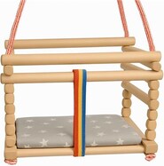 Detská hojdačka buková Baby Mix prírodná + poduška