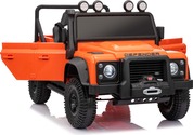 Elektrické autíčko Land Rover Defender 110 SVX 12V, oranžové, 4X4 pohon, LED svetlá, predn