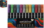 Fixy akrylové metalické 12ks aj na keramiku, sklo, kamene, hrot 4mm