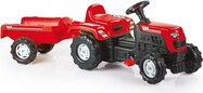 Dolu šliapací traktor Ranchero s vlečkou, červený