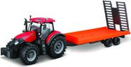 Bburago Farm 10cm Traktor mit Anhänger - Case IH Optum CVX 300 mit Tieflader-Anhänger